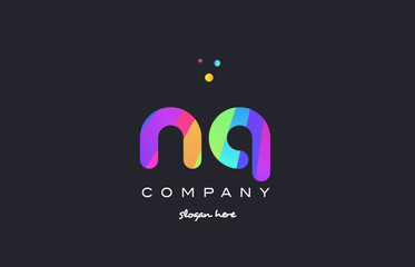 nq n q  colored rainbow creative colors alphabet letter logo icon