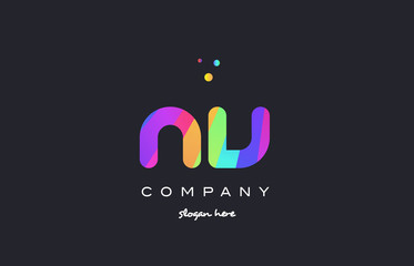 nv n v  colored rainbow creative colors alphabet letter logo icon
