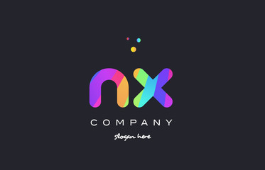 nx n x  colored rainbow creative colors alphabet letter logo icon