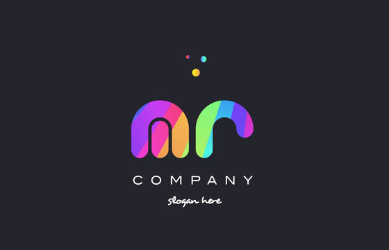 mr m r  colored rainbow creative colors alphabet letter logo icon
