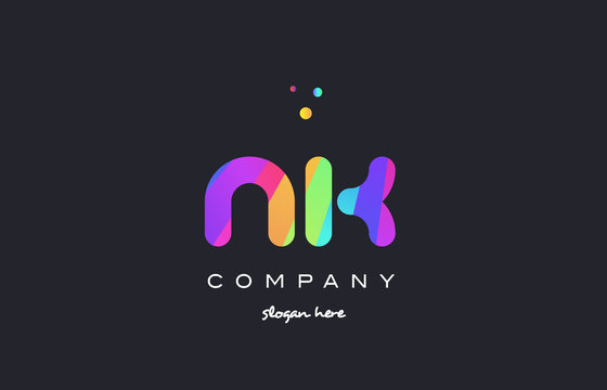nk n k  colored rainbow creative colors alphabet letter logo icon