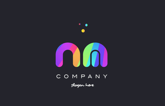 nm n m  colored rainbow creative colors alphabet letter logo icon