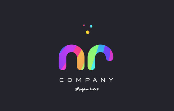nr n r  colored rainbow creative colors alphabet letter logo icon