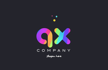 qx q x  colored rainbow creative colors alphabet letter logo icon