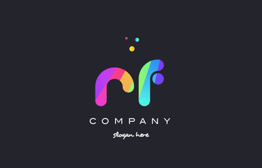 rf r f  colored rainbow creative colors alphabet letter logo icon