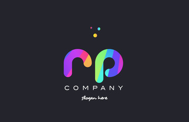 rp r p  colored rainbow creative colors alphabet letter logo icon