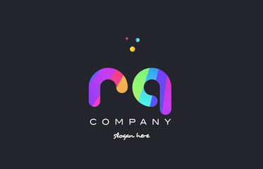Fototapeta na wymiar rq r q colored rainbow creative colors alphabet letter logo icon