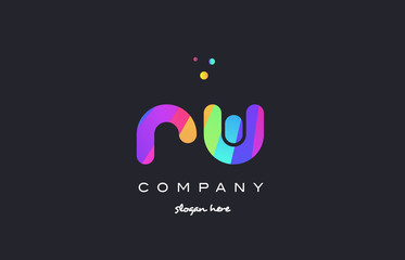 rw r w  colored rainbow creative colors alphabet letter logo icon