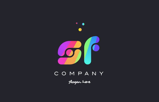 sf s f  colored rainbow creative colors alphabet letter logo icon