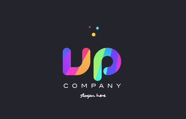 vp v p  colored rainbow creative colors alphabet letter logo icon