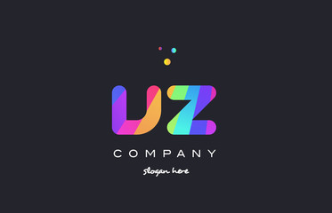 vz v z  colored rainbow creative colors alphabet letter logo icon