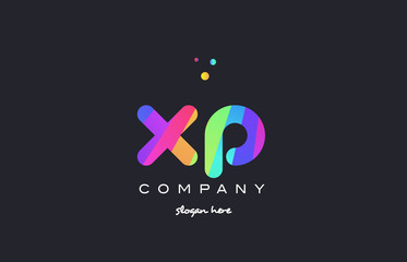 xp x p  colored rainbow creative colors alphabet letter logo icon