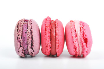 Colorful and tasy macaroons isolated on the white background