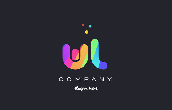 wl w l  colored rainbow creative colors alphabet letter logo icon
