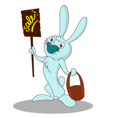 Isolated vector bunny with banner