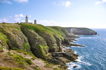 Panoramic view over Cap Frehel, Brittany, France