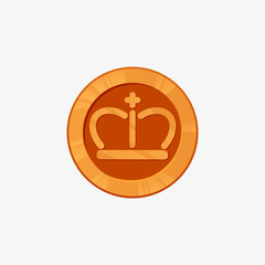 An icon for bronze coin from side view. 3D vector illustration. The third place award.
