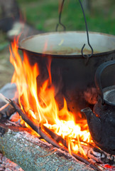 Tourist pot over camp fire