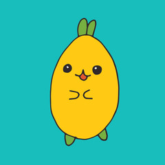 Vector cute kawaii illustration. Hand drawn japanese kawaii style sketch, abstract imaginary creature