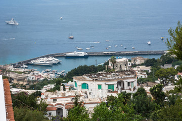 Obraz premium View of villas and port on Capri Island