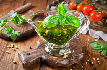Green sauce Pesto with pine nuts