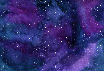 Watercor background Space, nebula, night Star sky For posters, banners, web design