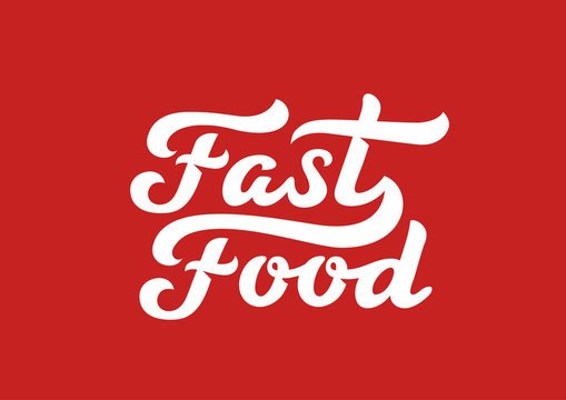Fast Food calligraphic text logo vector Lettering composition.