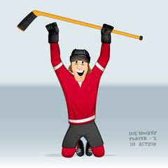 ice hockey player standing on his knees