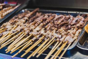 Street food in a chinese market in Yangshuo, China.