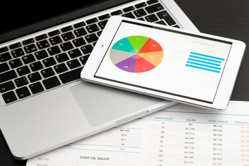 Business chart on tablet