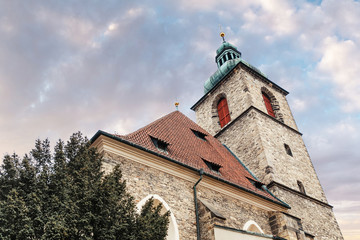 Fototapeta na wymiar Catholic Church chapel of St. Henry and St. Kunhuta is located in Prague's New Town.