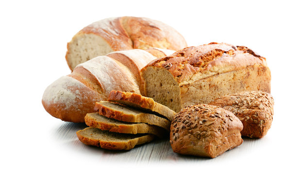Composition with assorted baking products isolated on white