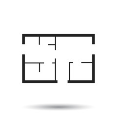 House plan simple flat icon. Vector illustration on white background.
