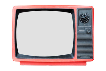 Retro old television isolated on white background