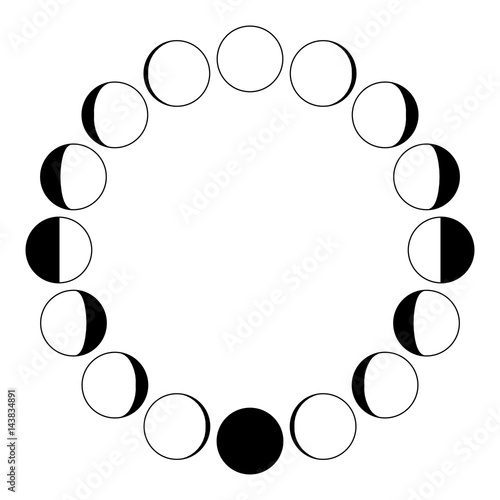 "Raster illustration. Moon. The phases of the moon. Simple template