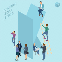 Isometric letters with people