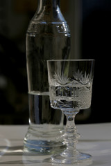 Vintage crystal glass with alcohol