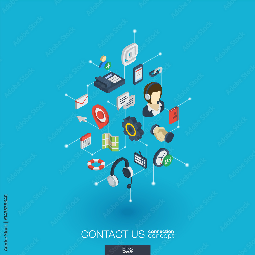 Poster support integrated 3d web icons. digital network isometric interact concept. connected graphic desig