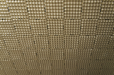 Empty egg box used as music studio acoustic isolation texture