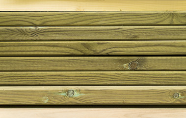 Green coated Pine planks