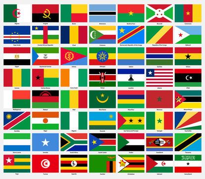 Set of flags of all African countries.
