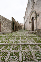 A typical alley of the unique middle age country called Erice, province of Trapani, Sicily, Italy