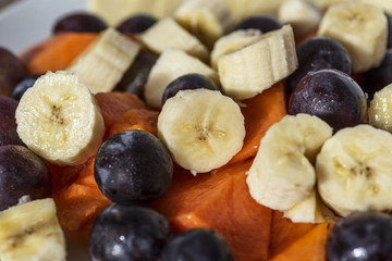 Pieces of tropical fruits