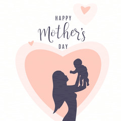Vector illustration of people silhouette. Mother keep child on her hands