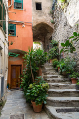 Fototapeta na wymiar Old stone steps leading to archway