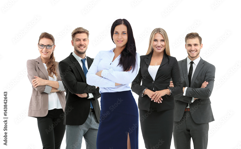 Wall mural group of smiling business people. isolated over white background