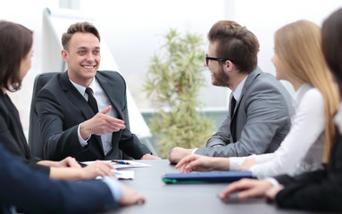 Business and office concept - successful business team working  