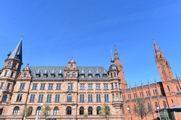 Obraz premium Neues Rathaus und Marktkirche (Wiesbaden)