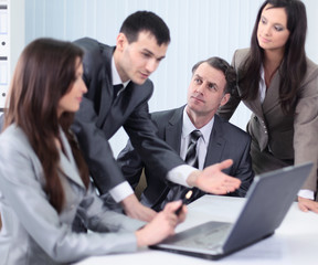 Business and office concept - smiling business team working  in 