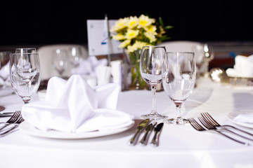 Table set for an event party or wedding